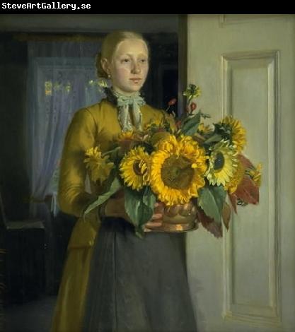 Michael Ancher Pigen med solsikkerne